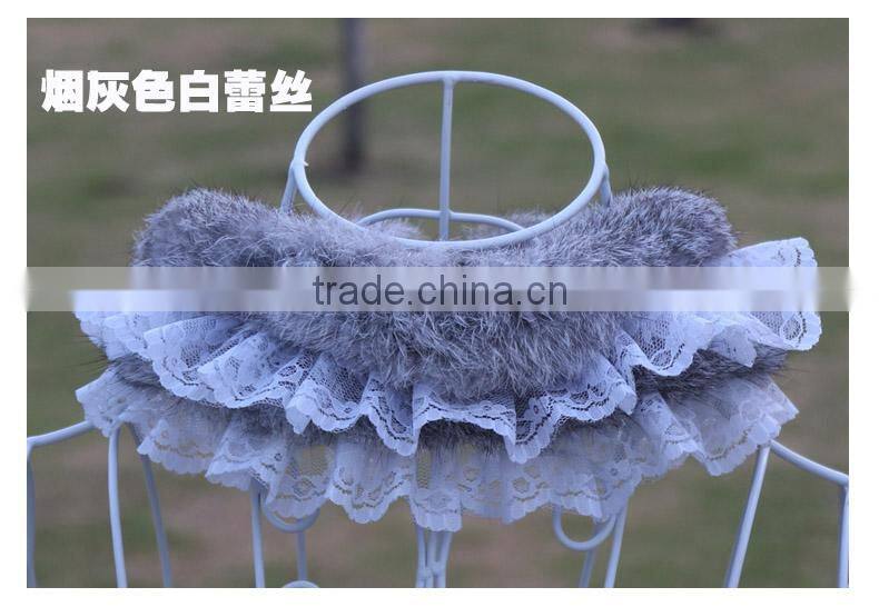 Lace real Fur Collar Scarf Coat Warm Wrap Fake Neck Ring Winter Fox Rabbit Fur Cape Clothing Accessory Shawl Scarves