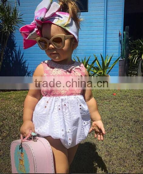 Kids floral prints leotard soft textile baby romper boutique girl bubble romper wholesale