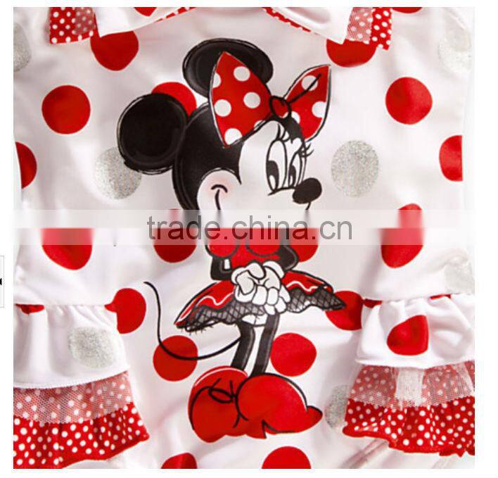 Hot summer baby girls comfortable one piece swimsuit children polka dot cartoon swimwear kids bikini lower price wholesale