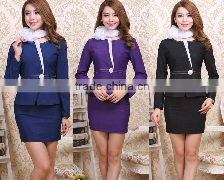 New Style Sweet Womens Plus Size Western-style Cothes Long- Sleeve Slim Suits Hotel Work Uniforms