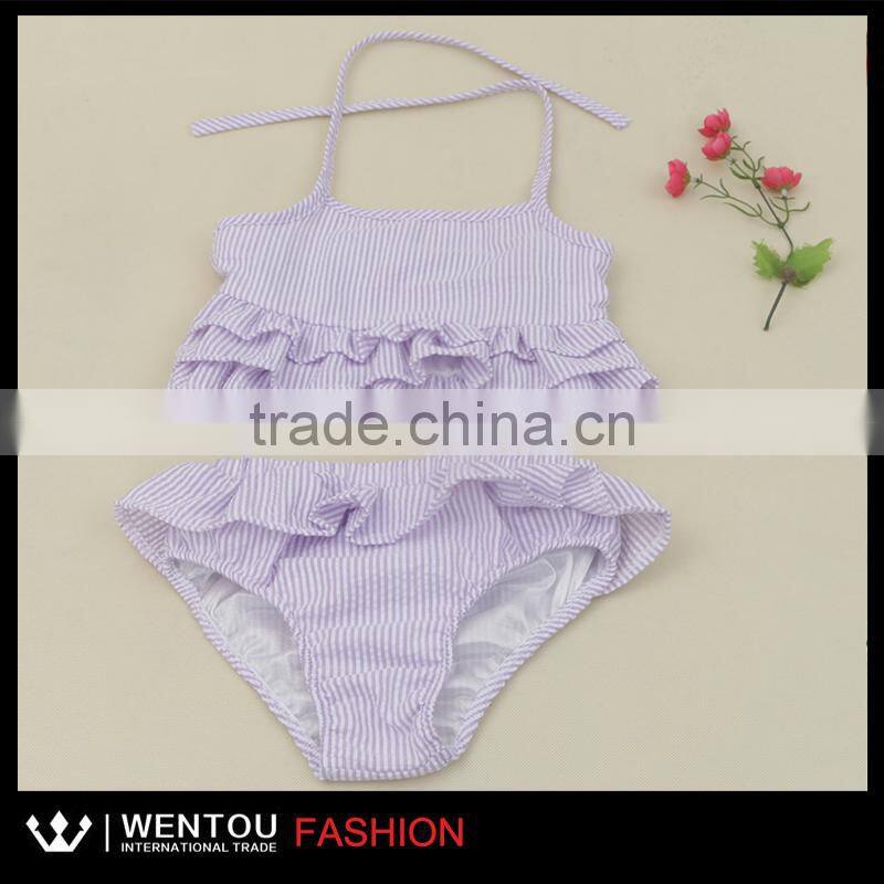 Latest Wholesale Cute Girls Seersucker Swimsuit