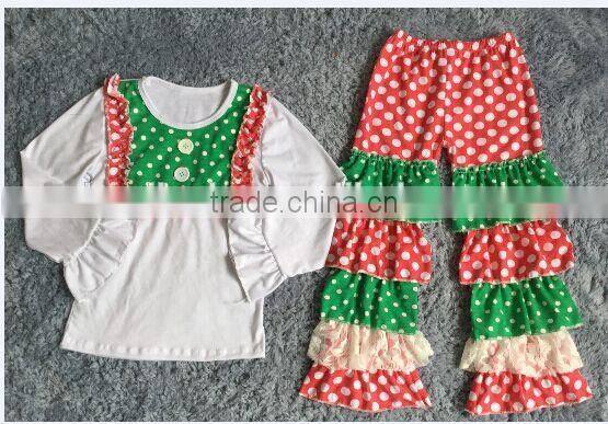Hot sale baby clothes remake trousers ruffle sets pure red pants kids clothing cotton trim