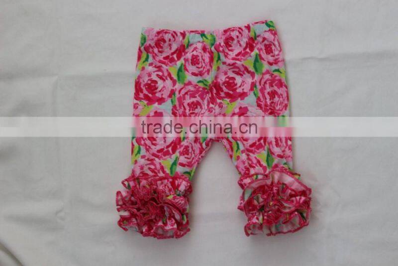 2017 Summer Little Angel Beautiful Flower Icing Shorts Baby Girls Cute Rosa Ruffle Capris