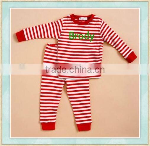 2017 Boutique girl set red and white stripes embroidery desgin christmas children clothing or pajamas packing box