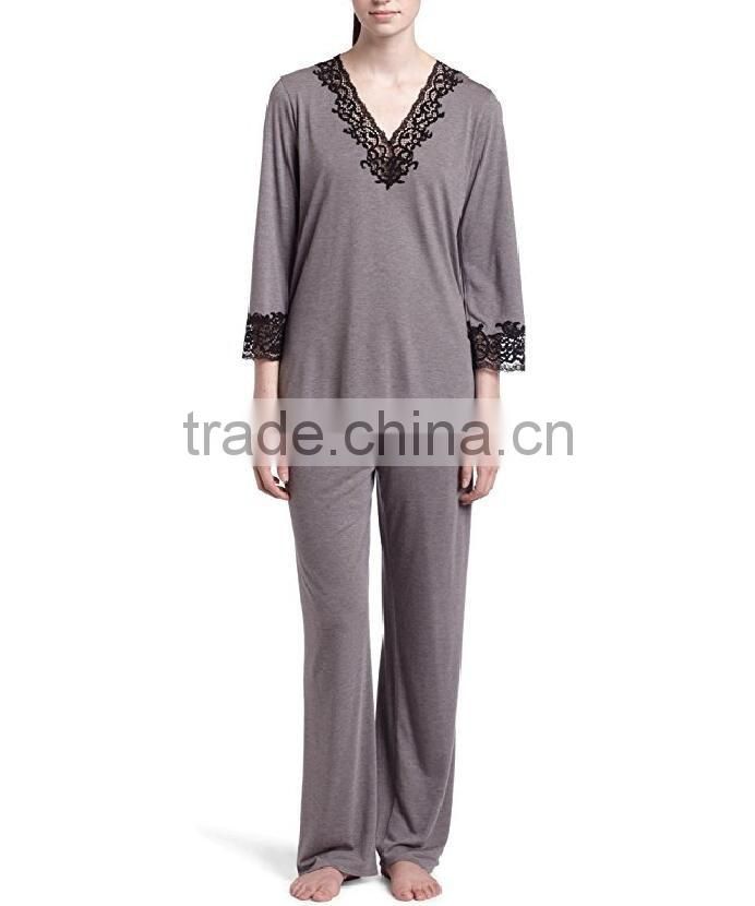 2017 fashion Women's Family cotton Pajama Set sexy China pyjamas sleepwear wholesale custom ladies elegant nightwear sets