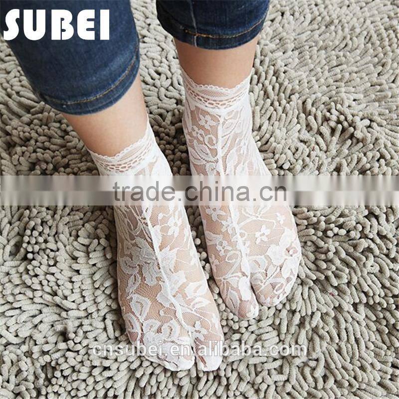 Summer cute white lace socks, 2 toe clogs socks