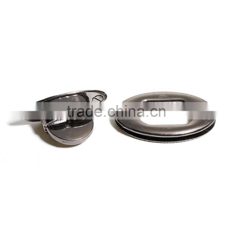 Zinc Based Alloy Purse Twist Turn Lock Gunmetal 46mm(1 6/8") x 30mm(1 1/8"), 1 Set