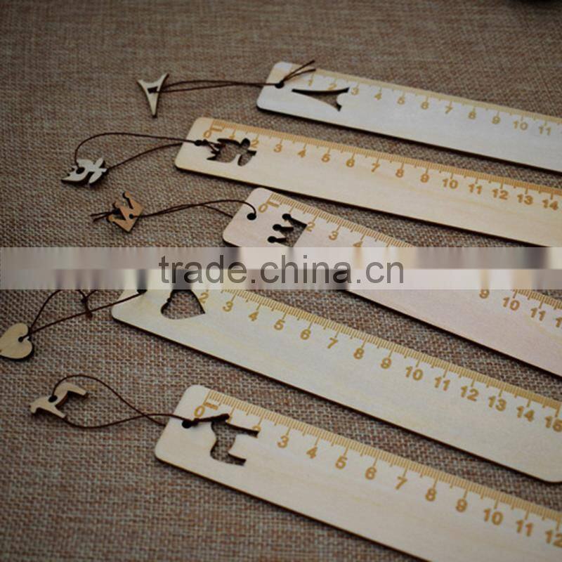 Korean Souvenir Stationery Wood Ruler With Pendant Craft
