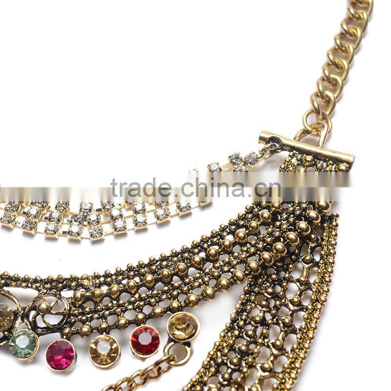 Fashion Jewelry 2016 new European and American jewelry multilayer alloy diamond necklaces pendants For Woman
