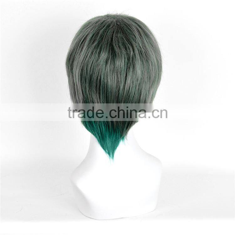 Factory Wholesale Harajuku Green Short Hair Wig For Man Couple Cosplay Fake Hair Wig MOQ 1pcs