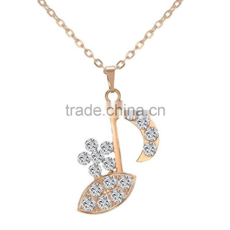 Music Note Bride Wedding Jewelry Set Crystal women Necklace Earrings