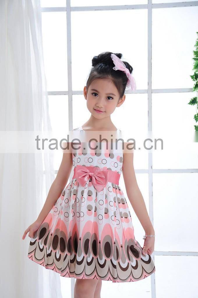 New 2014 sleeveless girl's dresses, casual summer princess dress girl bow, Children Clothing