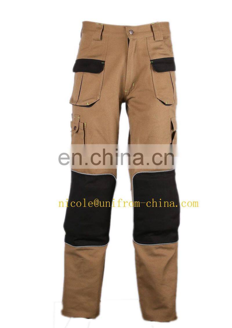 new design mens khaki work 2*3 canvas cargo pants trousers with multi pockets and knee pad