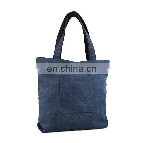 Fashion Canvas Tote Bag With Outside Pockets