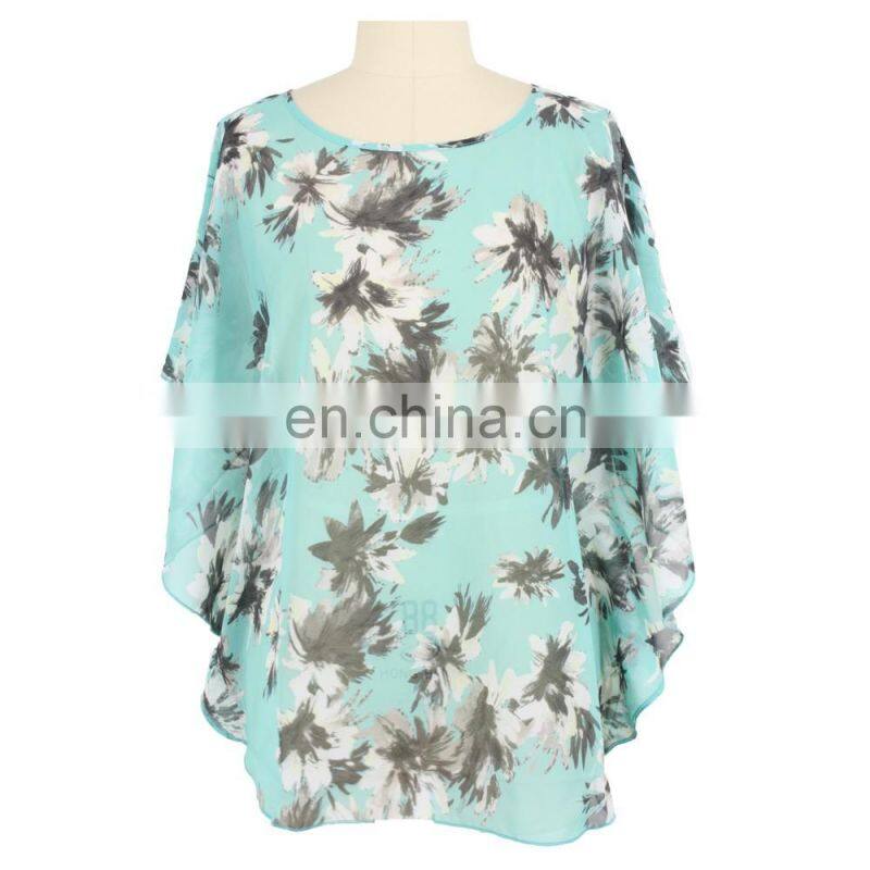 Foral Print Chiffon Woman Summer Poncho Women Apparel