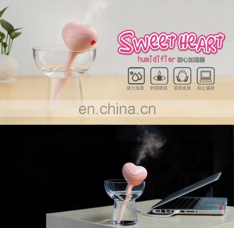 Hot sale Sweat Heart Shape Usb Humidifier Portable Usb Mini Humidifier office USB mini humidifier