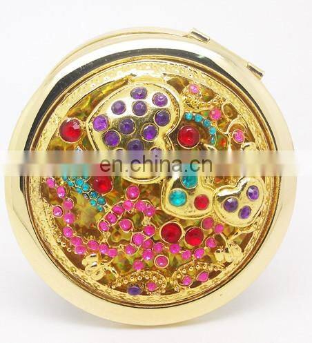 flower decoration gold metal make-up mirror