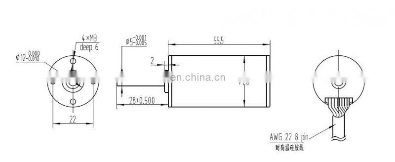 28mm Coreless brushless dc motor, rated speed 20000rpm