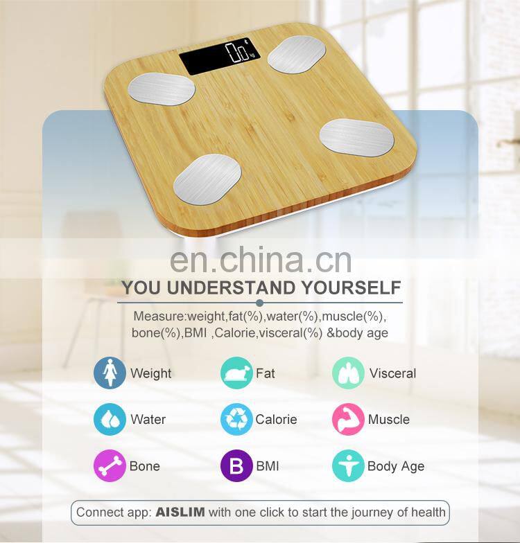 Factory Supplier Low Battery Bamboo Blue Tooth LED Digital Battery Kitchen Scale