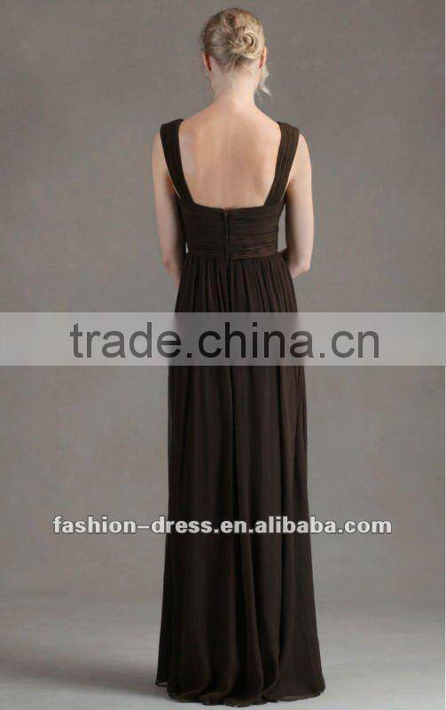 Sleeveless Chiffon A-line Floor-length Strapless Bridesmaid Dress