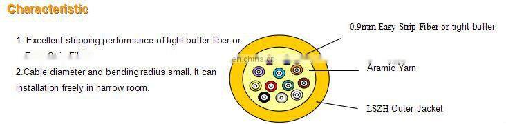 FTTH Indoor 12 core fiber optic cable OM3 / optical fiber distribution cable