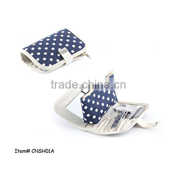 Pink PVC bag with coin purse manicure set for women