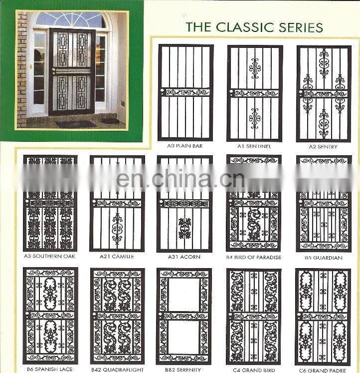 Cast iron door grille wrought iron security doors / iron grill window door designs