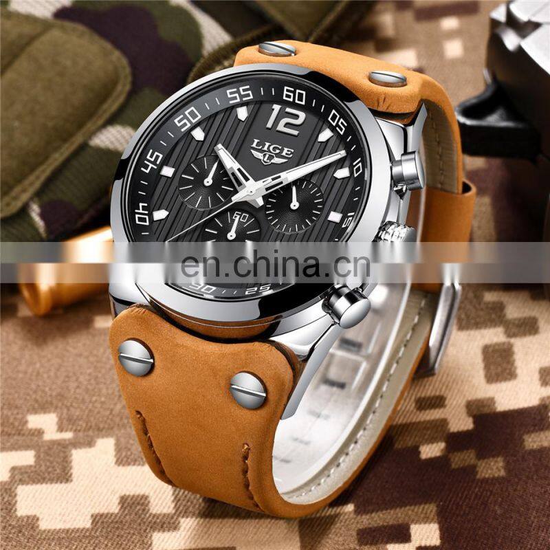 LIGE 9890 New Fashion Sport Mens Watches Luxury Brand Chronograph Men Watch Waterproof Multifunction Quartz Male Wristwatch