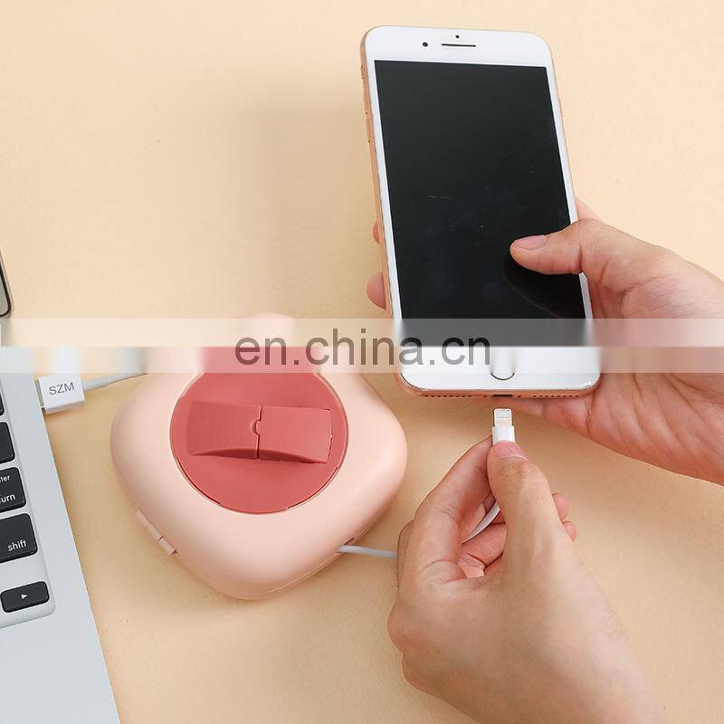 Data Cable Storage Box Multifunctional Rotatable Wire Organizer Travel Portable Round Headphone Protective Storage Case HomeTool