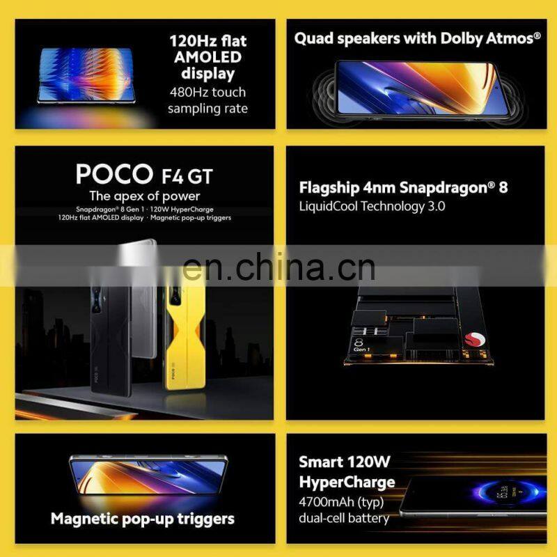 New Global Version POCO F4 GT 5G Cellphone Snapdragon 8 Gen 1 Octa Core 120Hz AMOLED DotDisplay Pop-up Triggers 120W HyperCharge