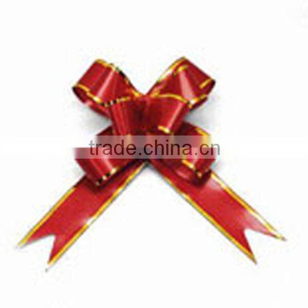 Metallic Hot Red PP Butterfly Pull Bow with Golden Line Edge for Gift Wrapping,Celebration Wedding and Decoration Christmas