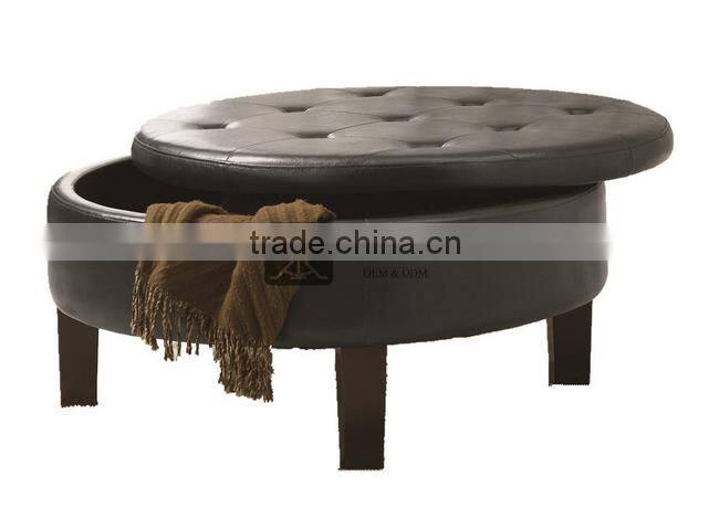 OT-052 Round Leather Ottoman Bench