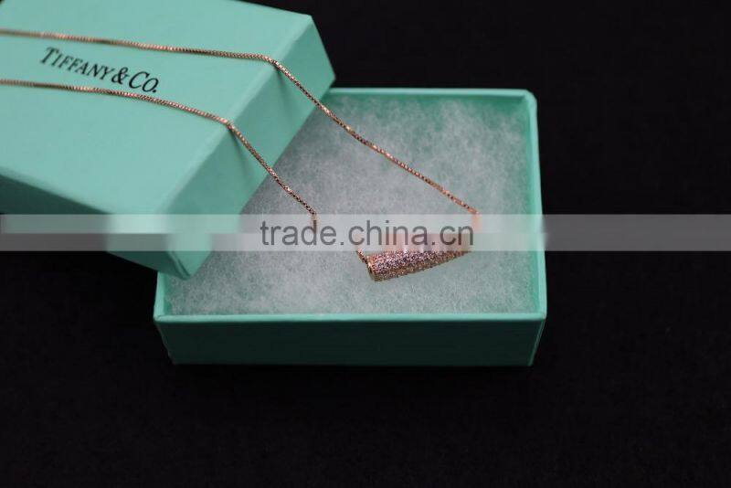 Simple design new model hollow rose gold plated pipe pendant necklace fashion jewelry with box chain for wholesale