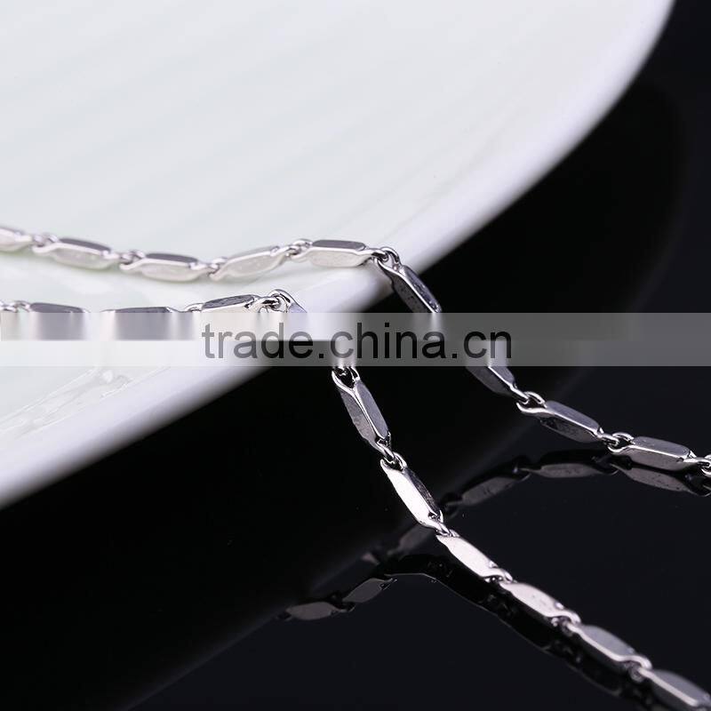 yiwu wholesale jewelry rhodium plated brass chain beautiful oblong shape necklace