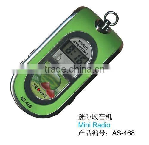 Promotion gift for children time display digital radio fm transmitter fm radio