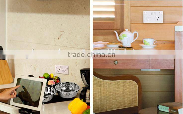 white australian wall mount power socket with double usb port for smart home