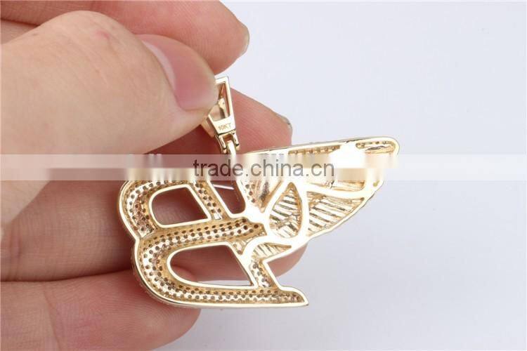 Factory custom hip hop pendant necklace B shap pendant 925 silver or k gold