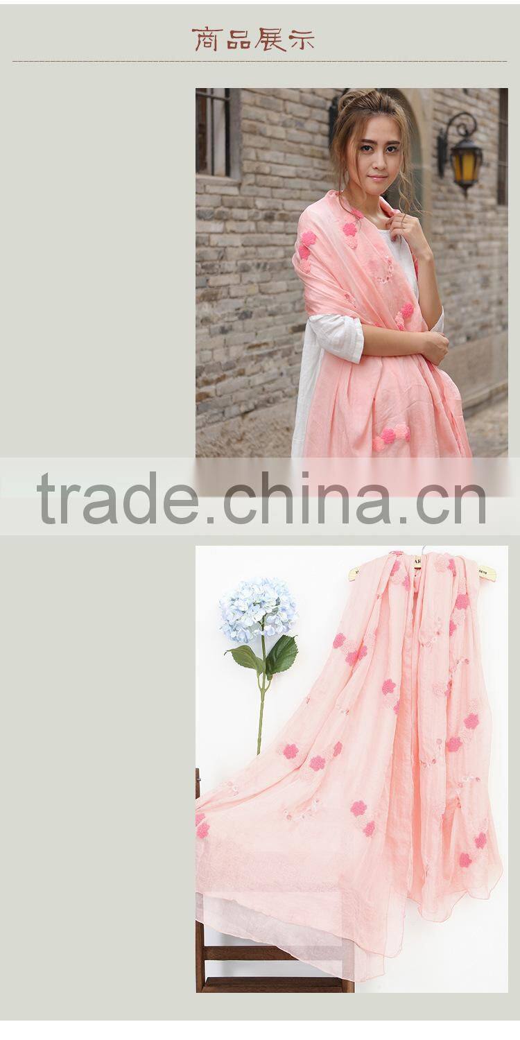 Wholesale Korean Fashion Women Colorful Flower Embroidered Scarves