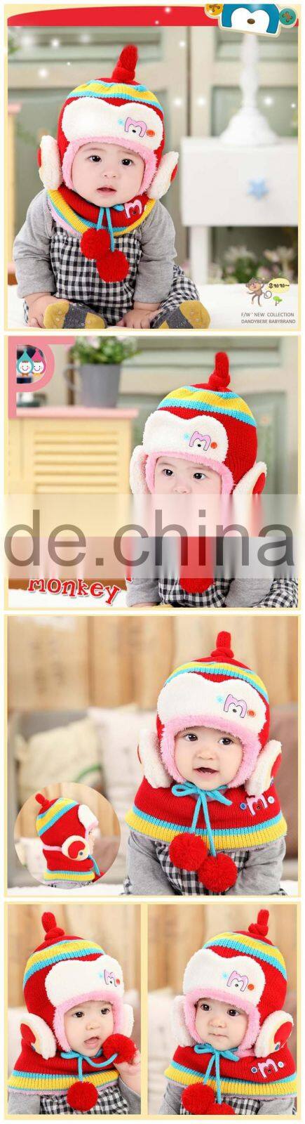 Wholesale Fashion Korea Striped Knitting Baby Winter Hat Scarf Set Beanie