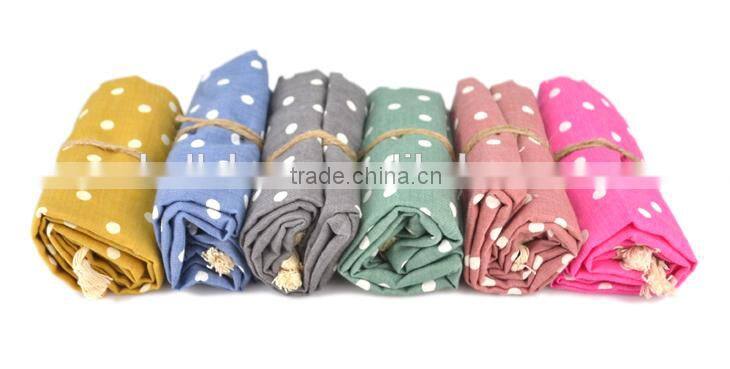 Wholesale Latest Polka Dot Printed Cotton Linen Children Girls Scarf With Tassels