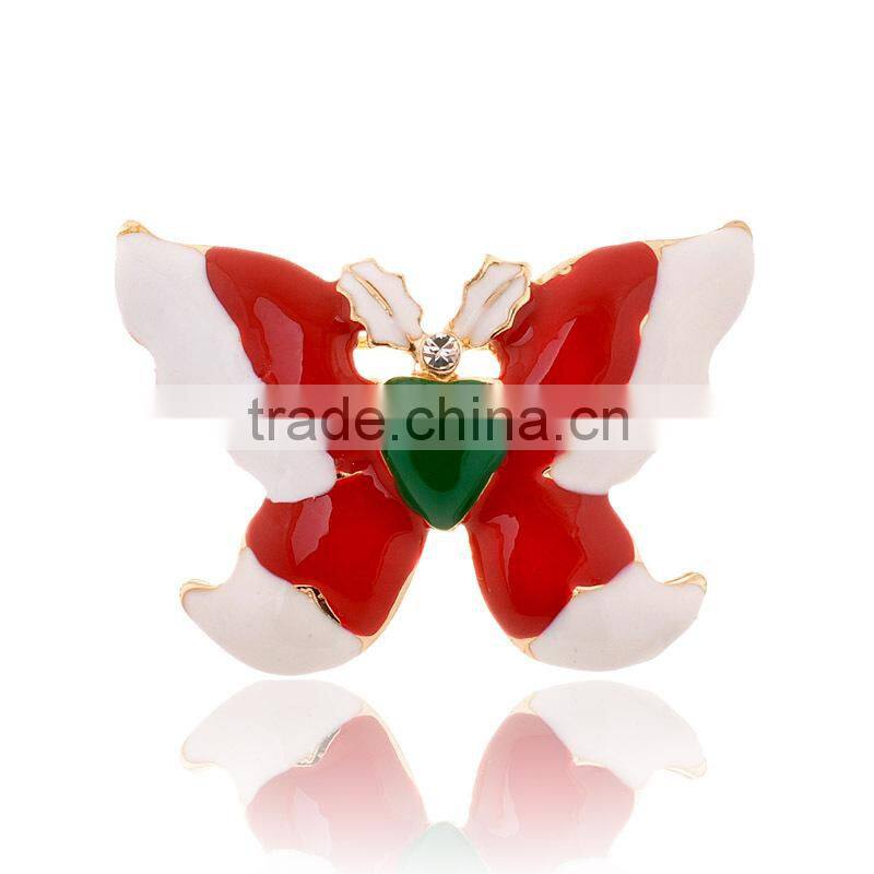 Fashion Christmas Jewelry Red And White Butterfly Brooch