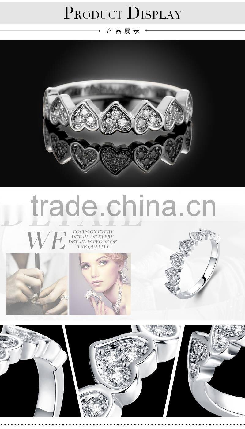 2015 new arrival gold plated fashion diamond heart shaped ring designs for girls