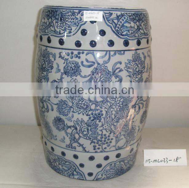 simple hollow out type garden furniture ceramic stool