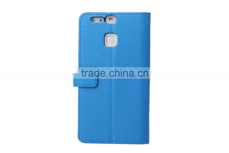 with Card Slot Photo Frame Holder Flip Case for Huawei P9 Litchi Grain PU Leather Wallet Cover MMT MT-5670