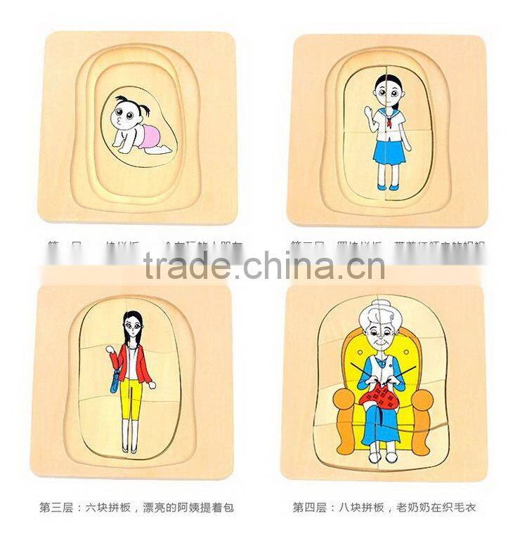 New Style Grandma & Grandpa 5 Layer Puzzle OEM Educational Wooden Kids Toys Puzzles MDD-1102