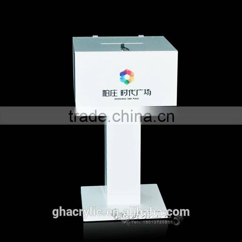 2016 new Acrylic standing donation box with lock,custom made boxes for sale