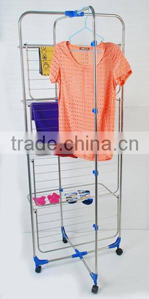 Practical 4 Tiers Foldable Moving Cross Stainless Steel Clotheshorse