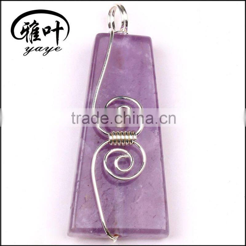 Wholesale Gemstones Fashion Pendants Crystal Trapezoid Necklace&Pendants