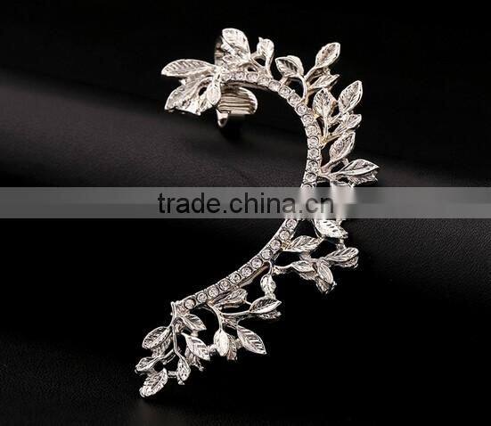 >> SW16420 new arrival Fashionable crystal leaf cuff earrings/