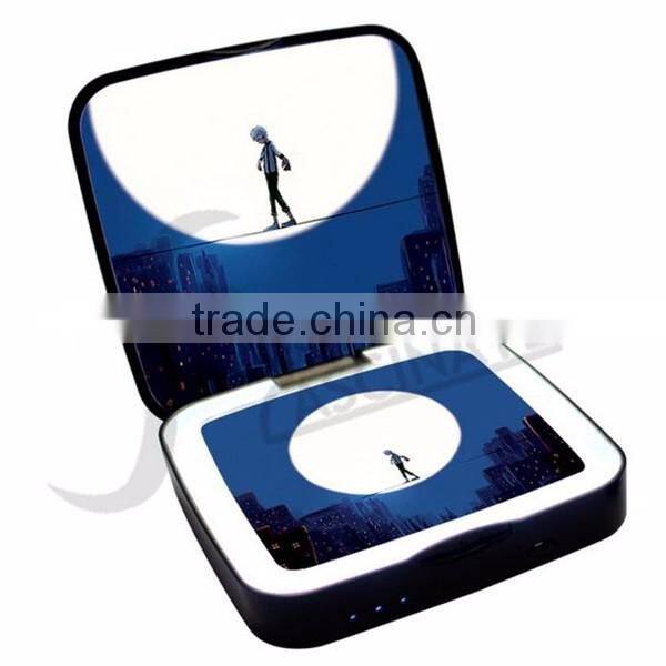 Square 5x magnifying usb recharging pocket mirror with power bank and light